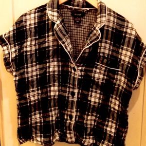 Madewell Flannel top Black #white plaid